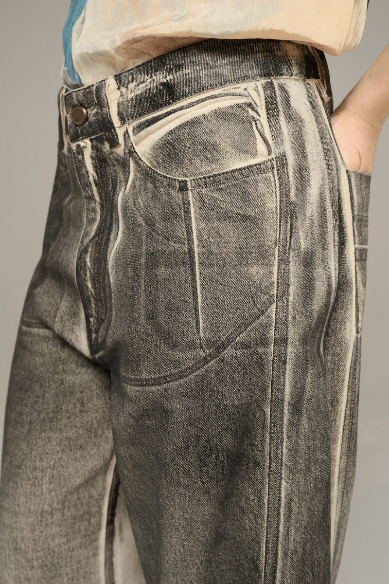 Jeans - Cotelac - Wide Printed Jeans - Archery Close