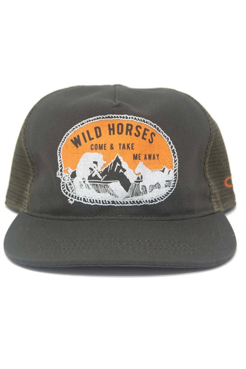 Green cap with 'Wild Horses' logo on a white background