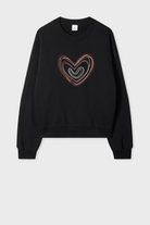 Sweatshirts - Paul Smith - Women's Black Organic Cotton 'Swirl Heart' Embroidered Sweatshirt - Archery Close