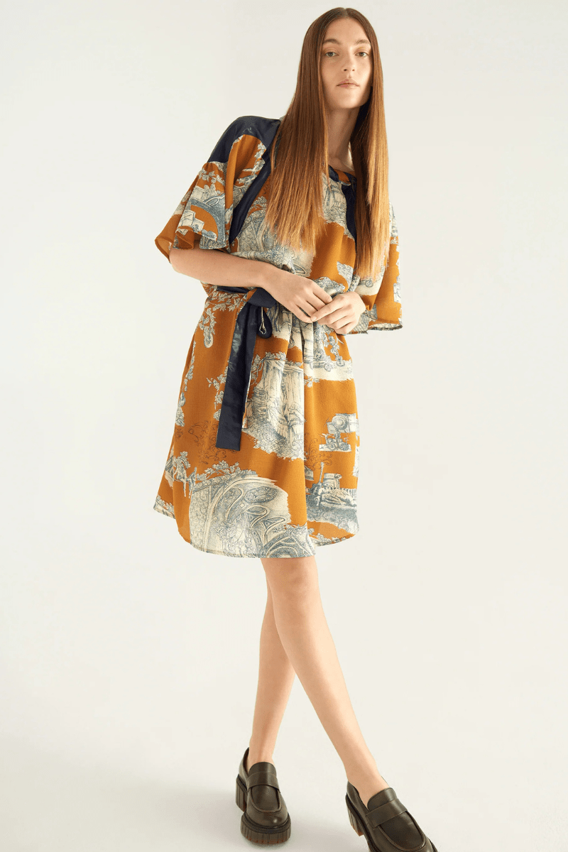 Dresses - Cotelac - Woven Dress in Cumin - Archery Close