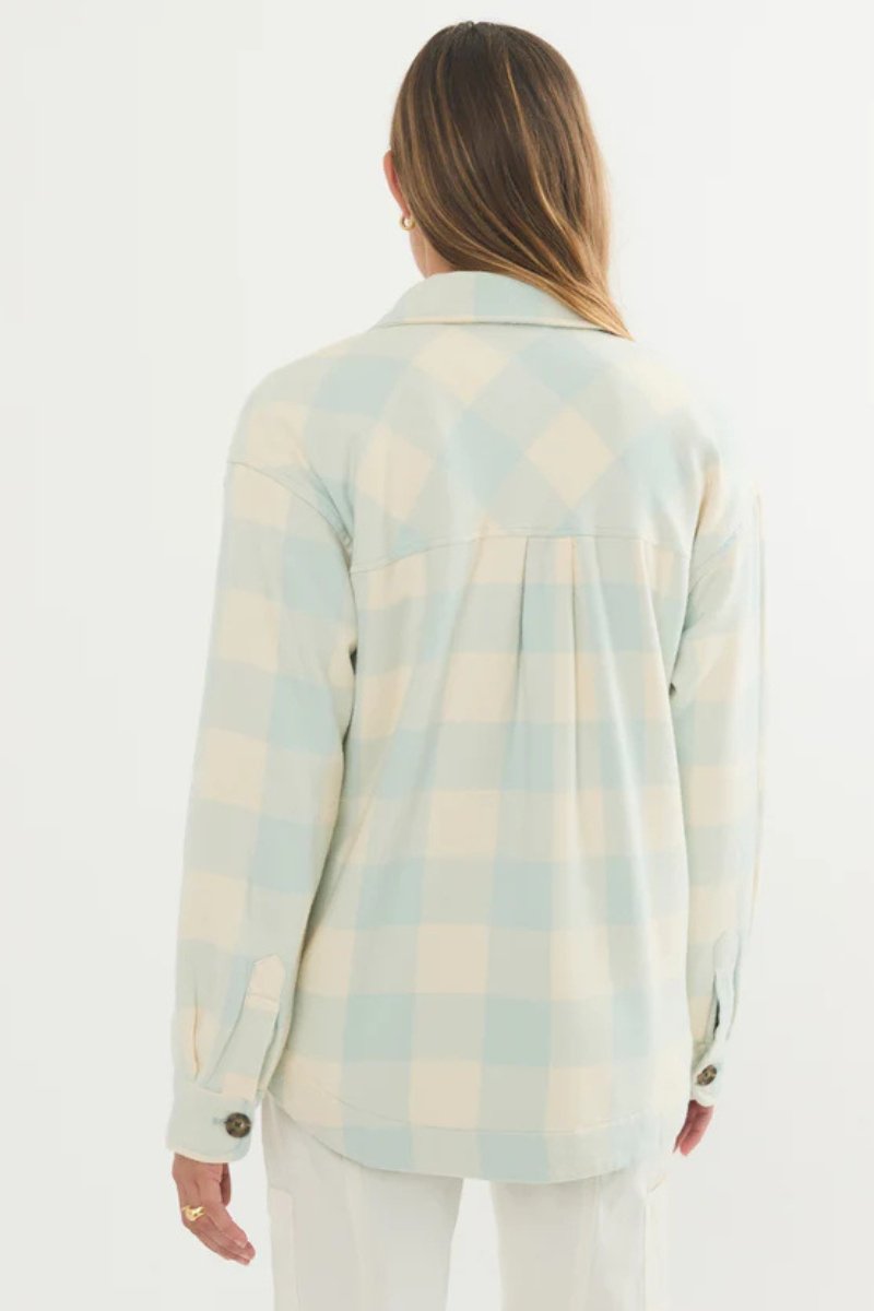 Bailey Flannel Shirt Jacket in Seafoam - Marine Layer - Archery Close