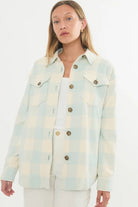 Bailey Flannel Shirt Jacket in Seafoam - Marine Layer - Archery Close