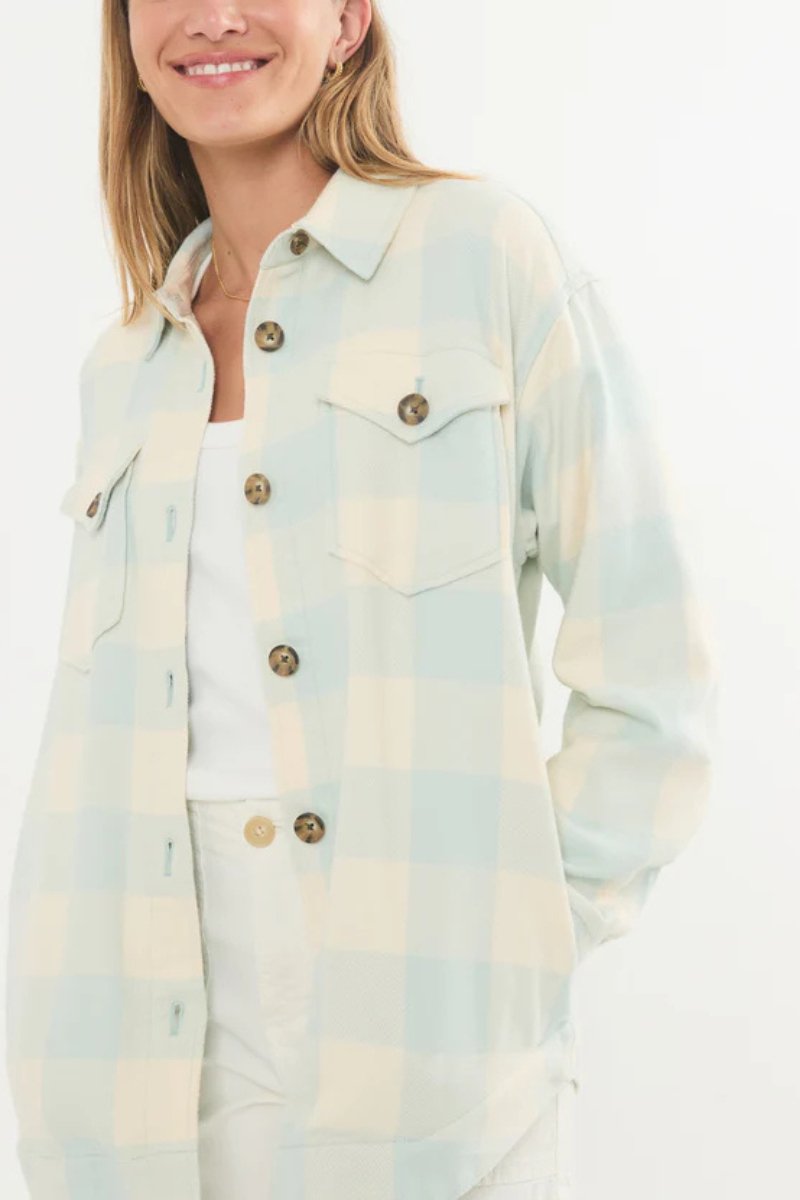 Bailey Flannel Shirt Jacket in Seafoam - Marine Layer - Archery Close