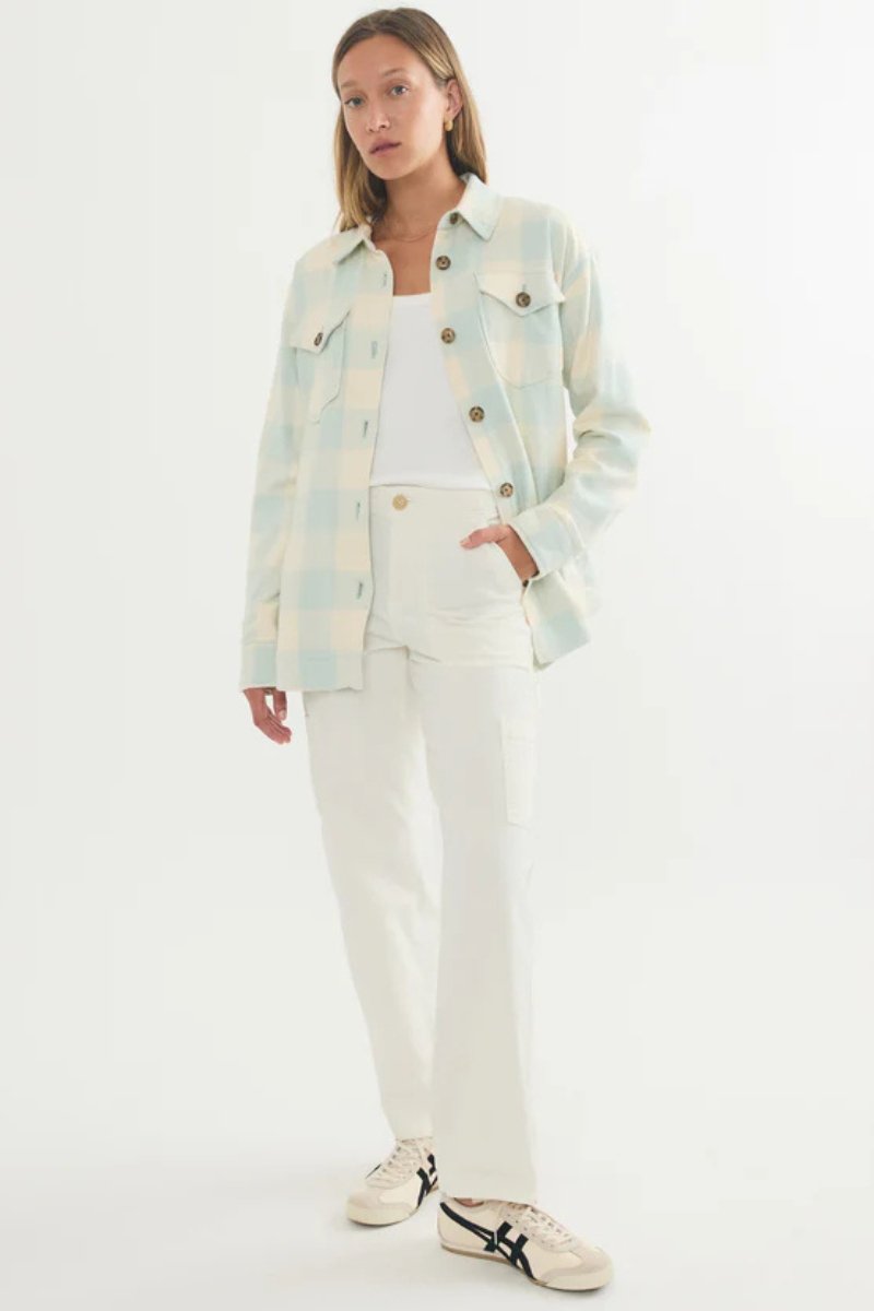 Bailey Flannel Shirt Jacket in Seafoam - Marine Layer - Archery Close