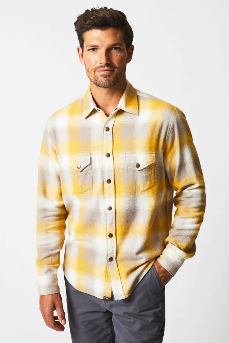 Billy Reid Flannel Bold Plaid Western Snap Shirt - Archery Close Men's