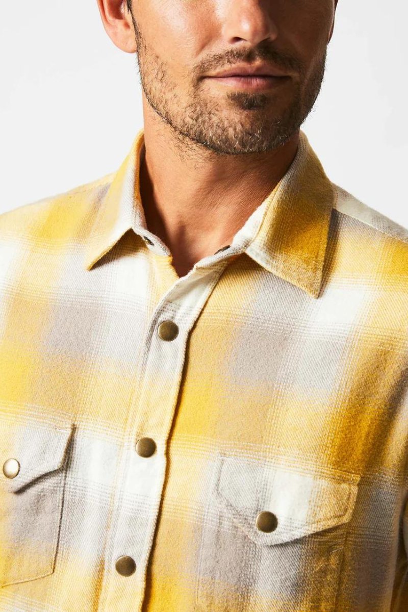 Billy Reid Flannel Bold Plaid Western Snap Shirt - Archery Close Men's