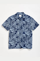 Billy Reid Short Sleeve Indigo Botanical Treme Block Shirt - Archery Close Men's