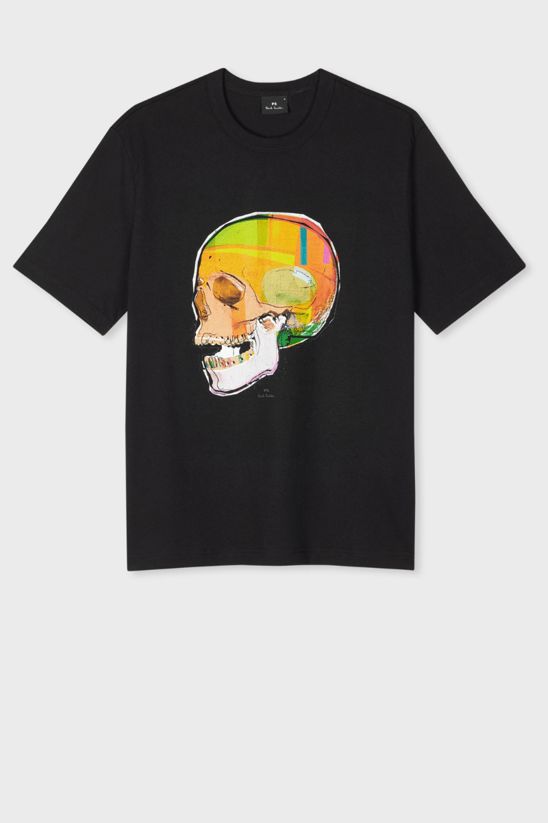 Black Skull Sketch Print T-Shirt - Paul Smith - Archery Close