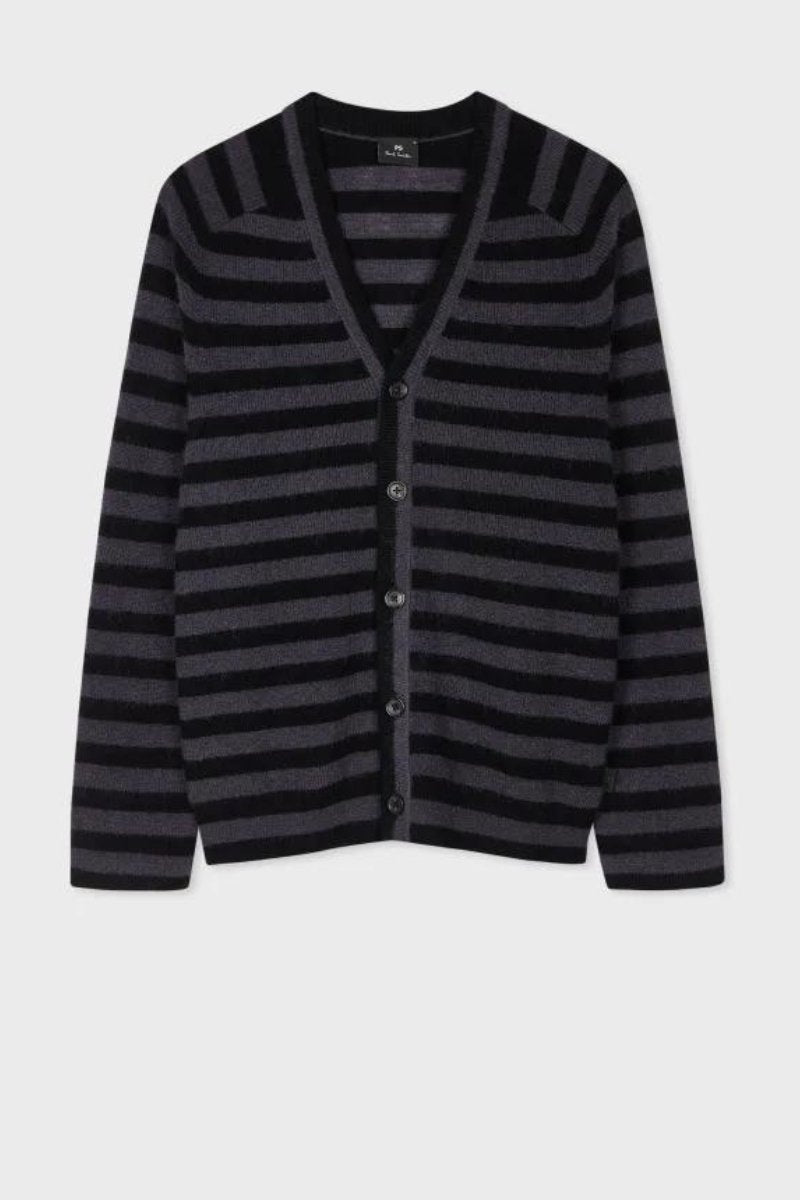 Black Wool - Mohair Stripe Cardigan - Paul Smith - Archery Close