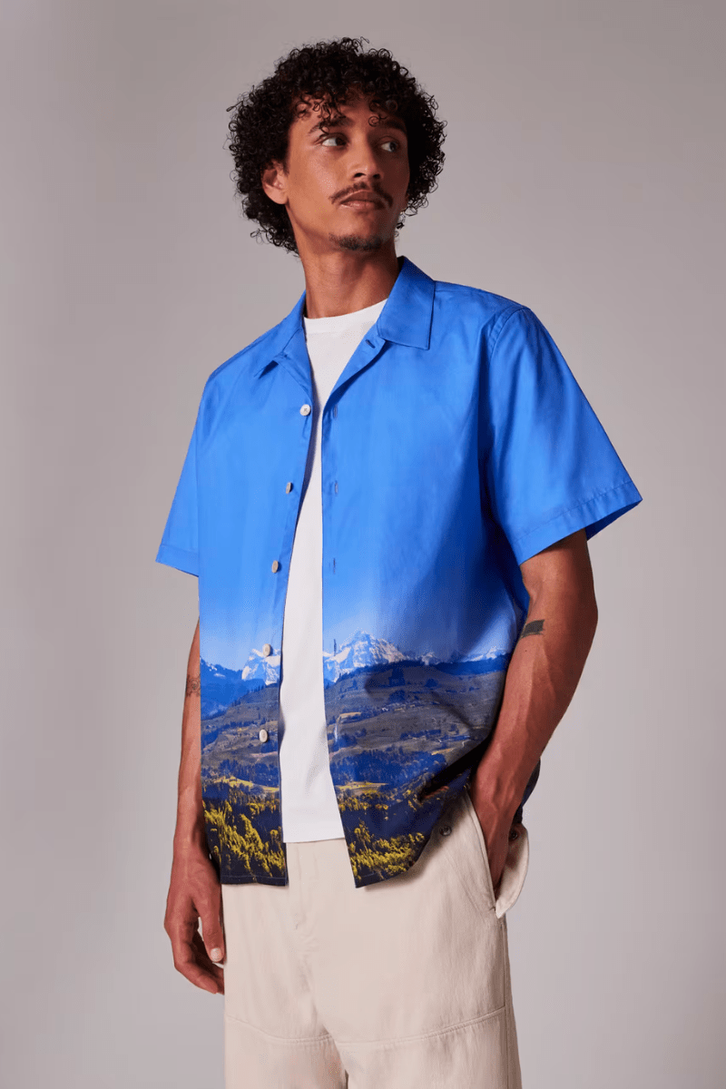 Blue Swiss Alps Print Short - Sleeve Shirt - Paul Smith - Archery Close
