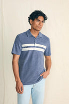 Cabana Towel Terry Surf Stripe Polo - Faherty Brand - Archery Close