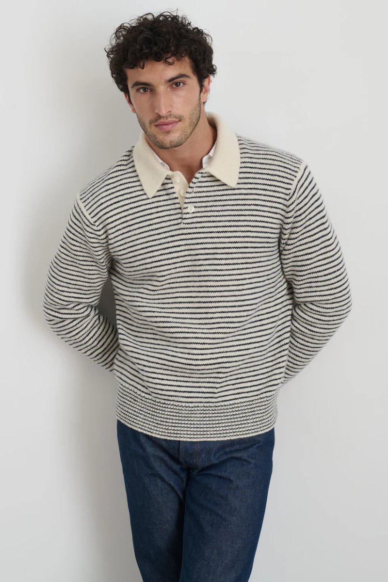 Carl Polo Sweater in Stripe - Alex Mill - Archery Close