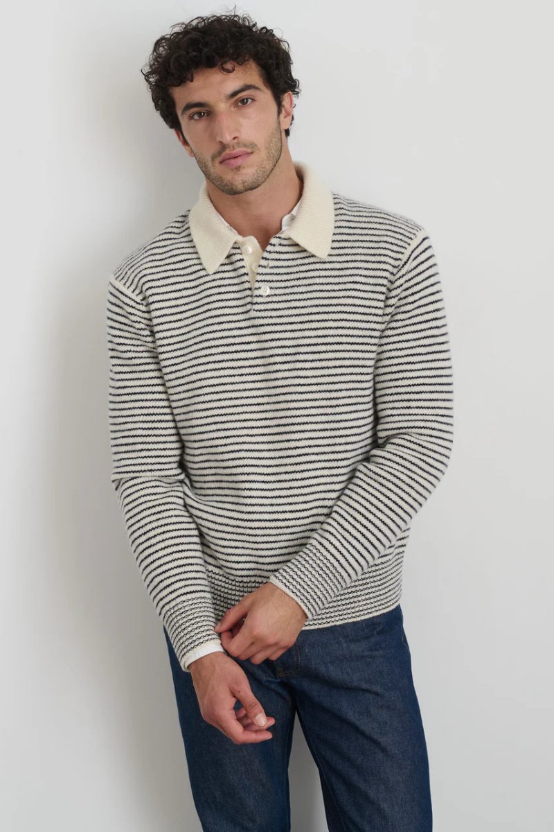 Carl Polo Sweater in Stripe - Alex Mill - Archery Close