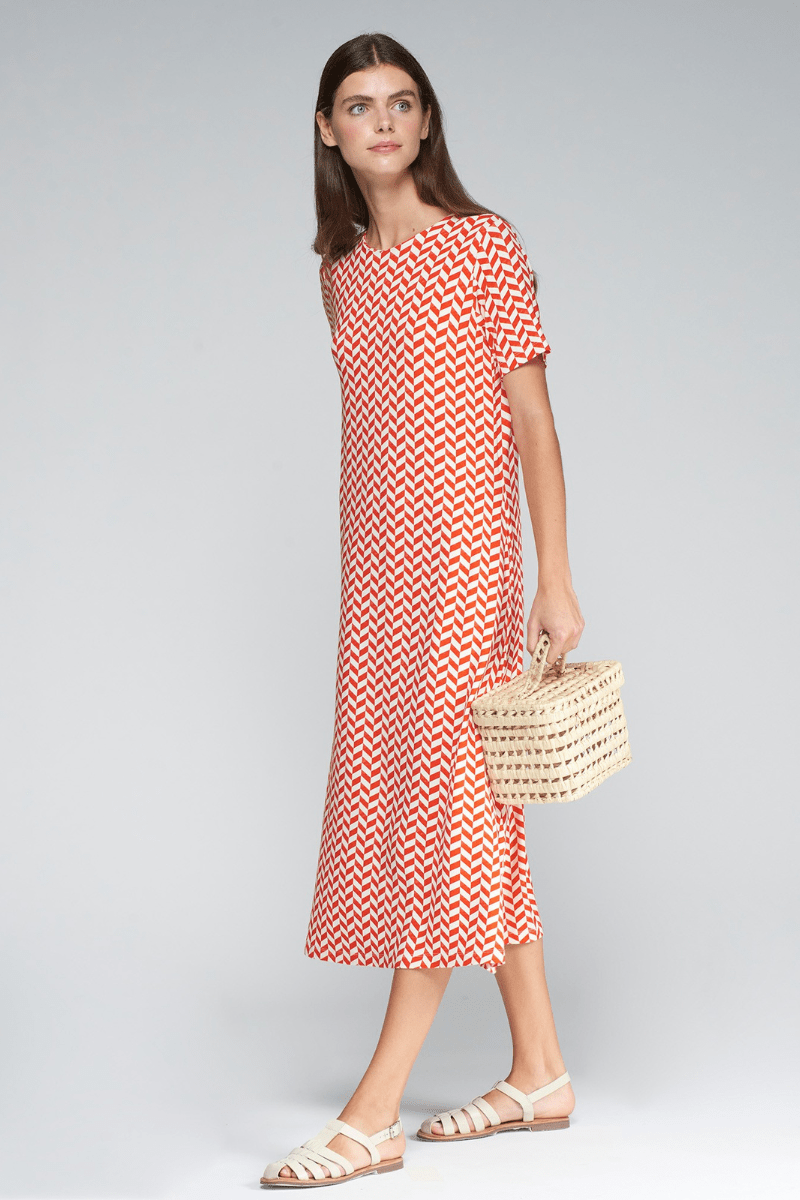 Clara Dress in Red Geometric - Vilagallo - Archery Close