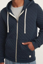 Corbet Quilted Full Zip Hoodie - Navy - Marine Layer - Archery Close