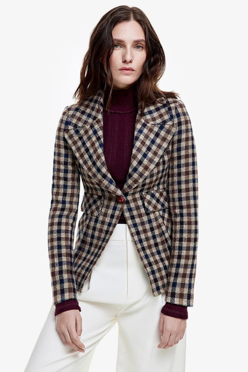 Cut - Away Blazer in Neutral Check - Smythe - Archery Close