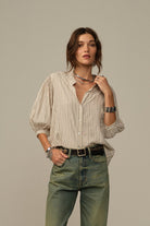 Edith Blouse in Cream Stripe - Road to Nowhere Clothing - Archery Close