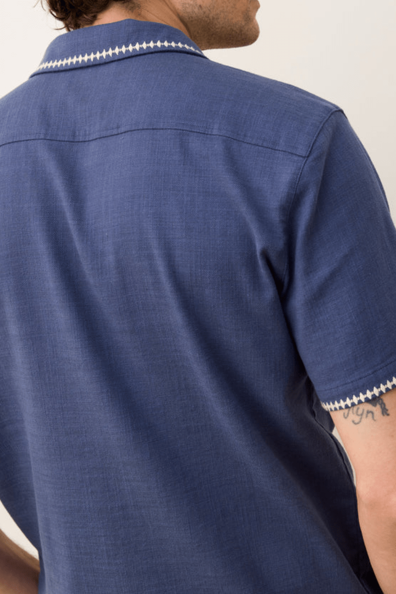 Embroidered Resort Shirt in Vintage Indigo - Marine Layer - Archery Close