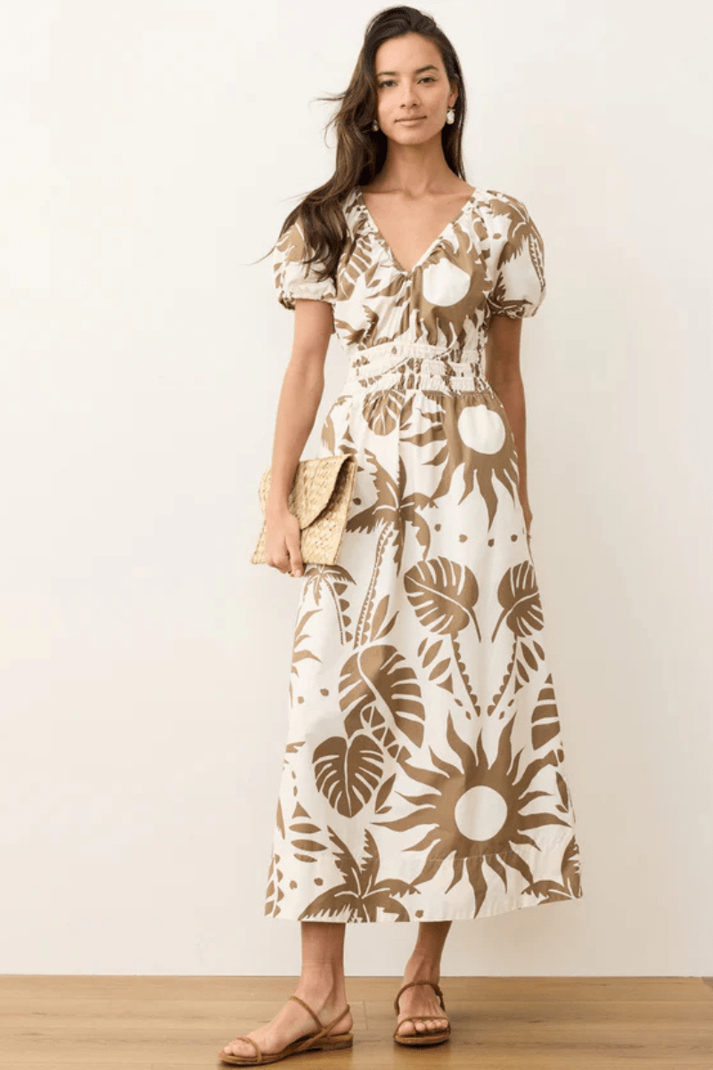 Emery Poplin Midi Dress in Dusk Desert - Marine Layer - Archery Close