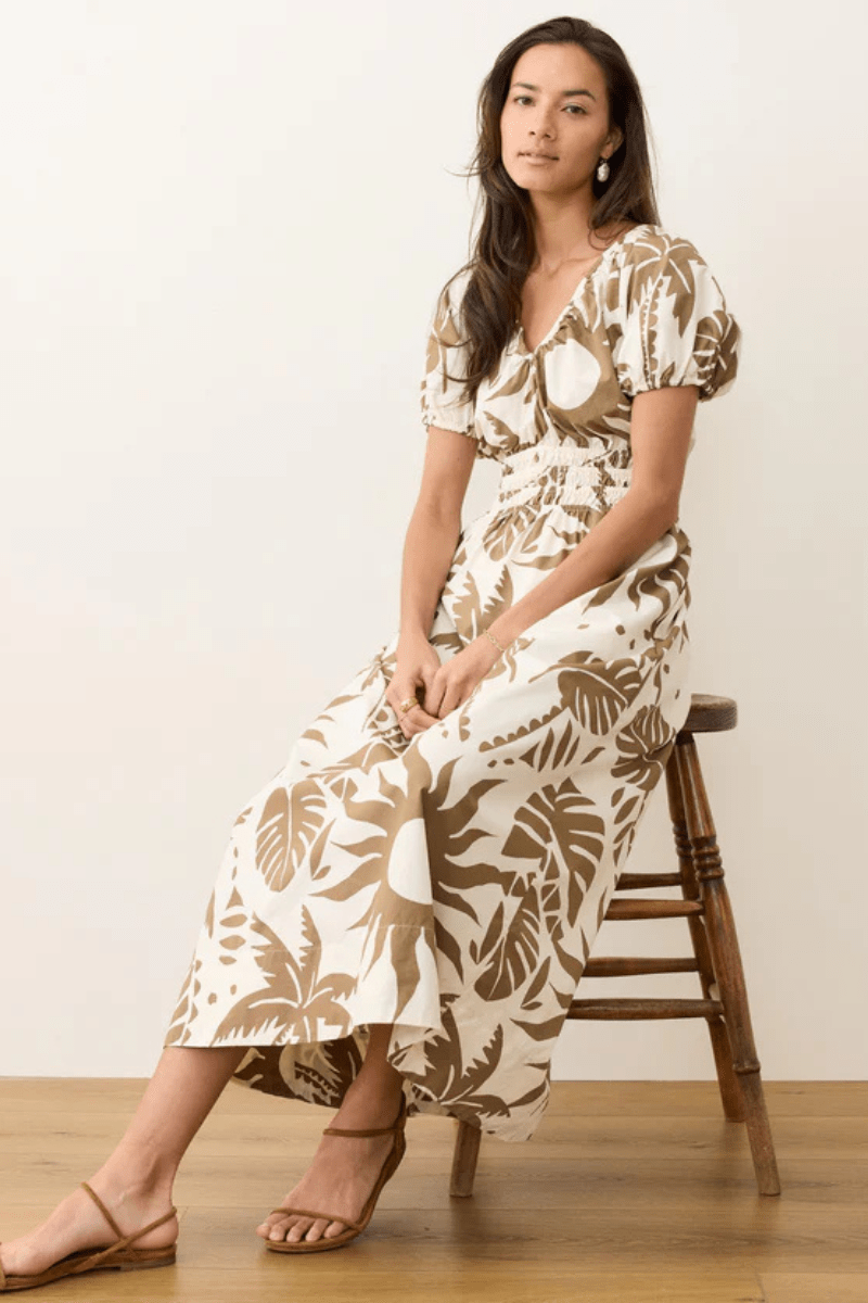Emery Poplin Midi Dress in Dusk Desert - Marine Layer - Archery Close