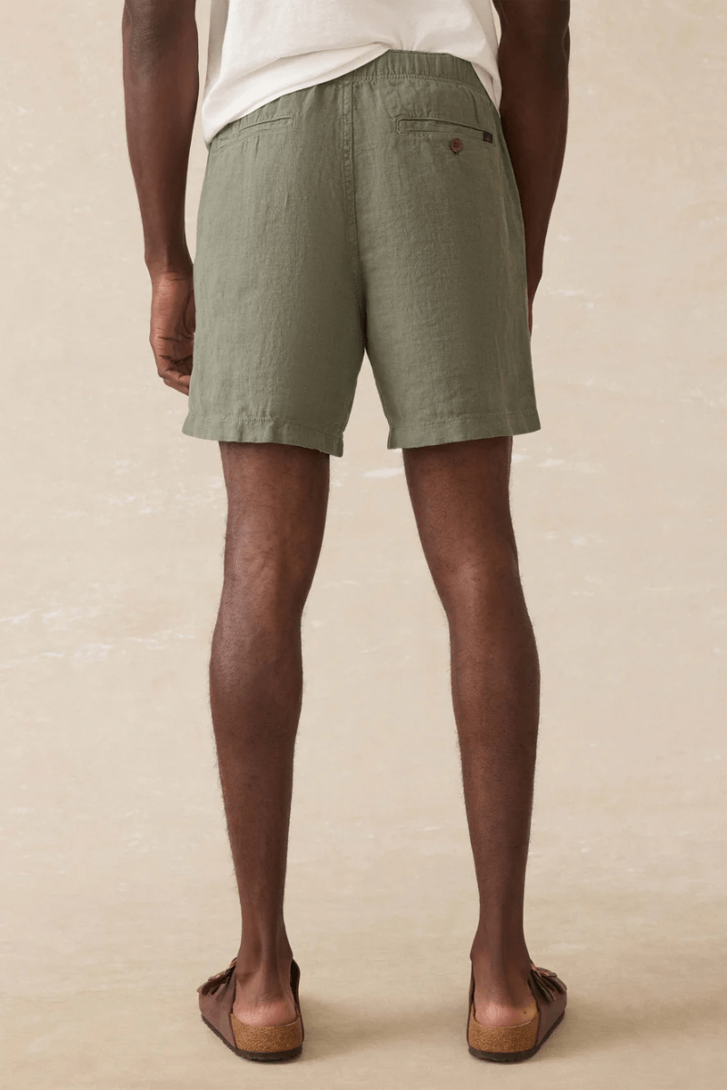 Essential Linen Short (6.5" Inseam) - Spruce - Faherty Brand - Archery Close