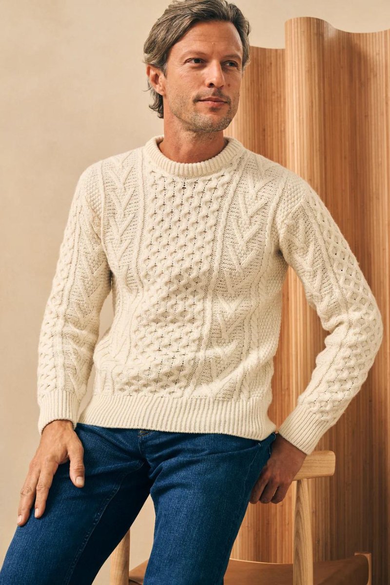 Faherty Brand Irish Cable Crewneck Sweater - Archery Close Men's