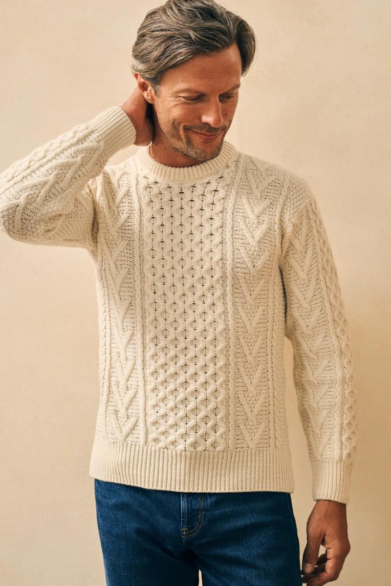 Faherty Brand Irish Cable Crewneck Sweater - Archery Close Men's