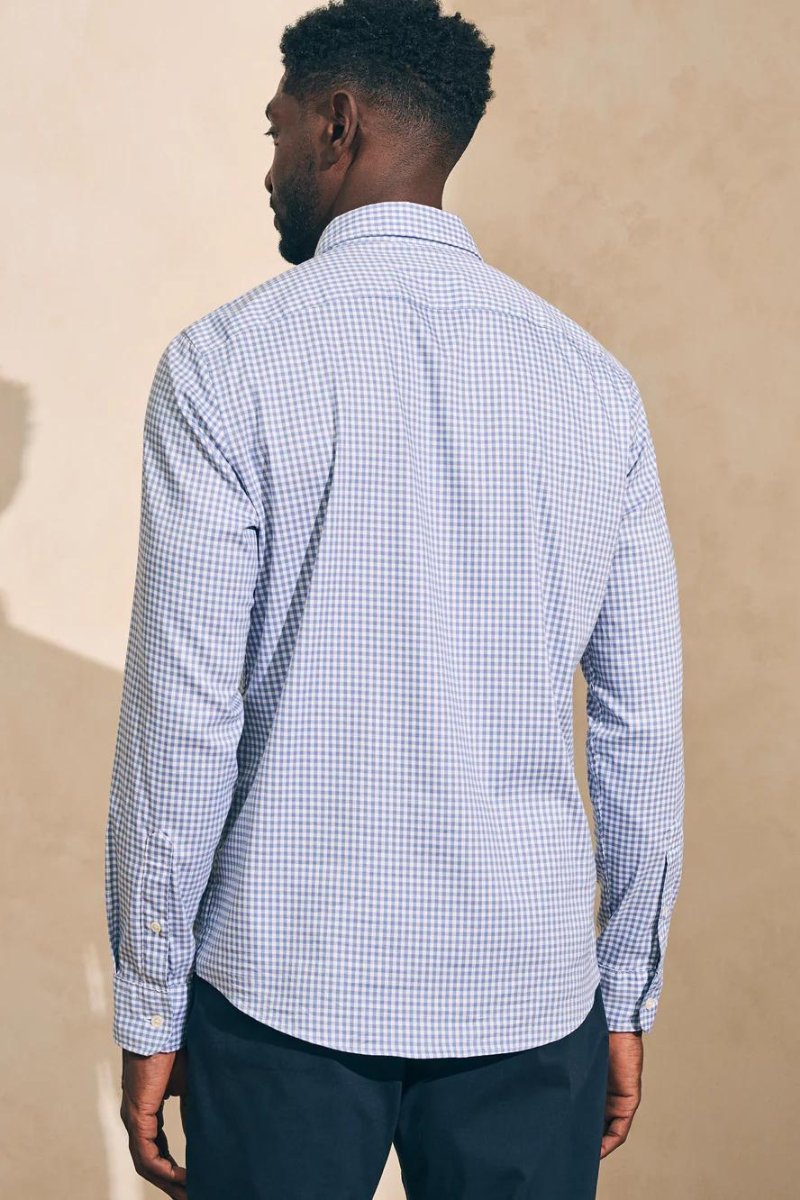 Faherty Brand Movement Shirt in Light Blue Gingham - Archery Close Men's