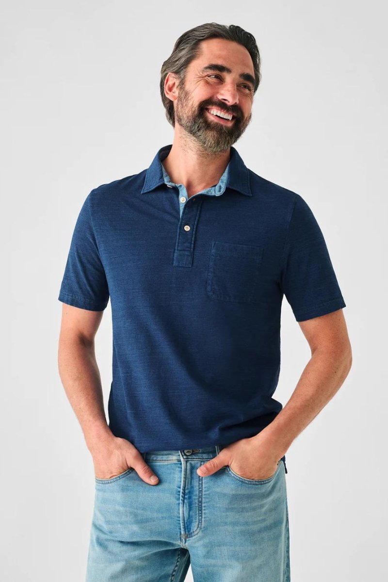 Faherty Brand SS Indigo Polo - Archery Close Men's