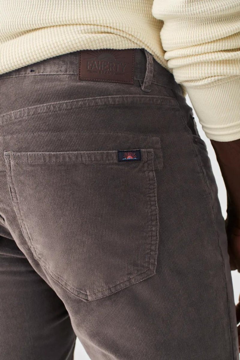 Faherty Brand Stretch Corduroy 5 Pocket - Rugged Grey - Archery Close Men's