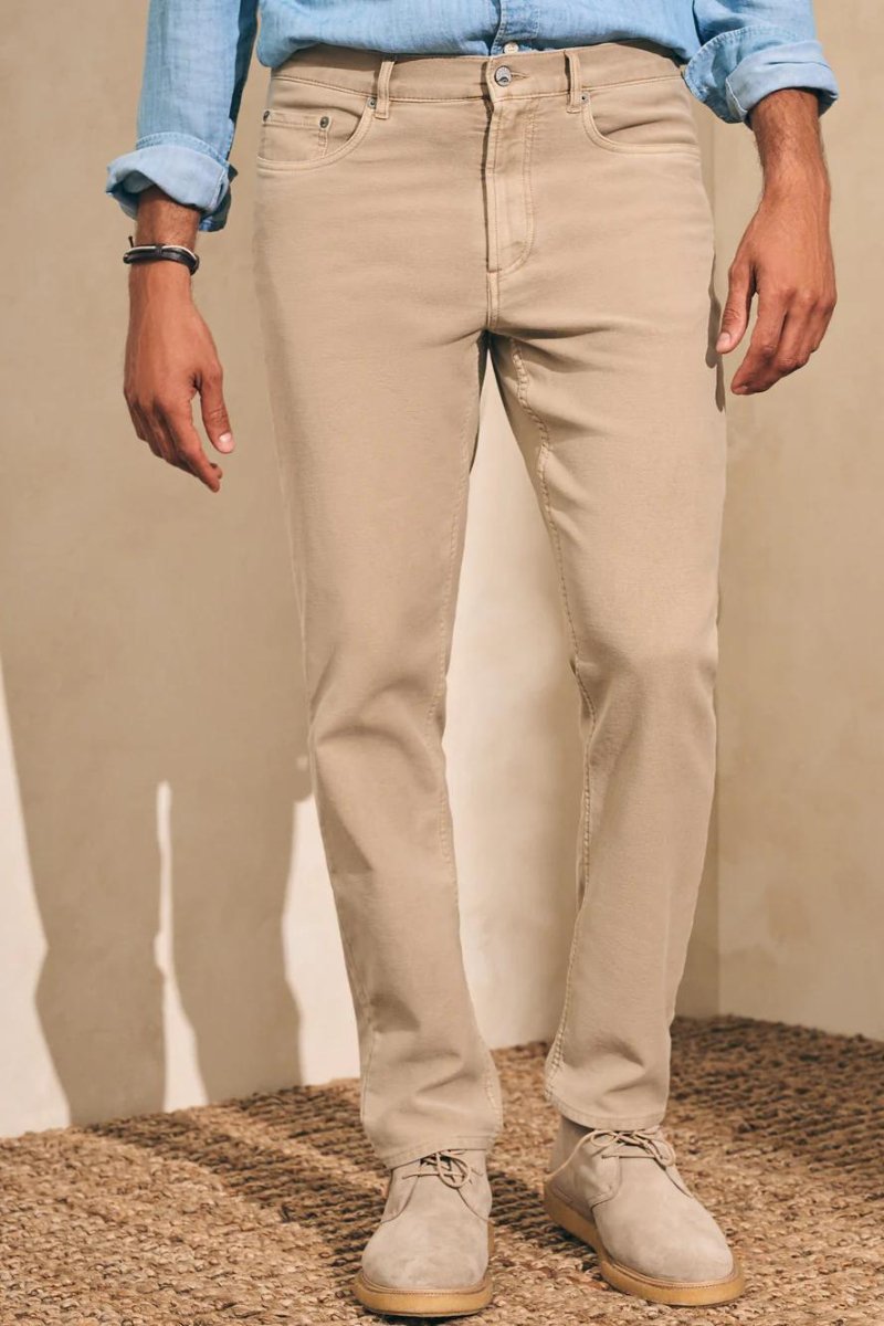 Faherty Brand Stretch Terry 5 Pocket - Desert Khaki - Archery Close Men's