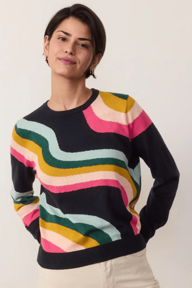 Icon Sweater in Midnight Rainbow - Marine Layer - Archery Close