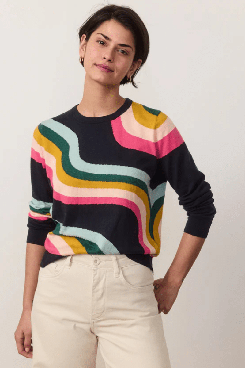 Icon Sweater in Midnight Rainbow - Marine Layer - Archery Close