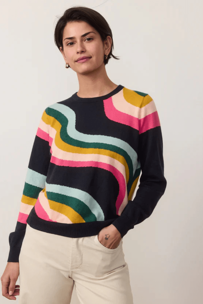 Icon Sweater in Midnight Rainbow - Marine Layer - Archery Close