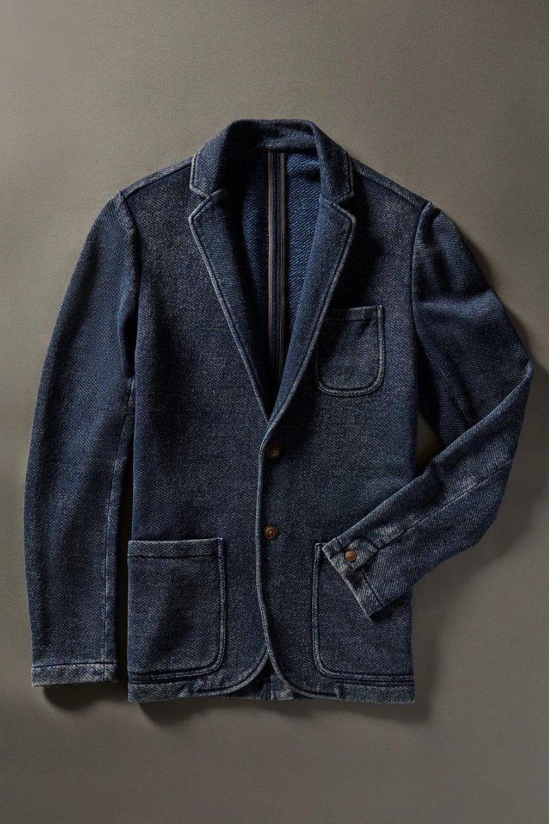 Inlet Knit Blazer - Hendricks Indigo Wash - Faherty Brand - Archery Close