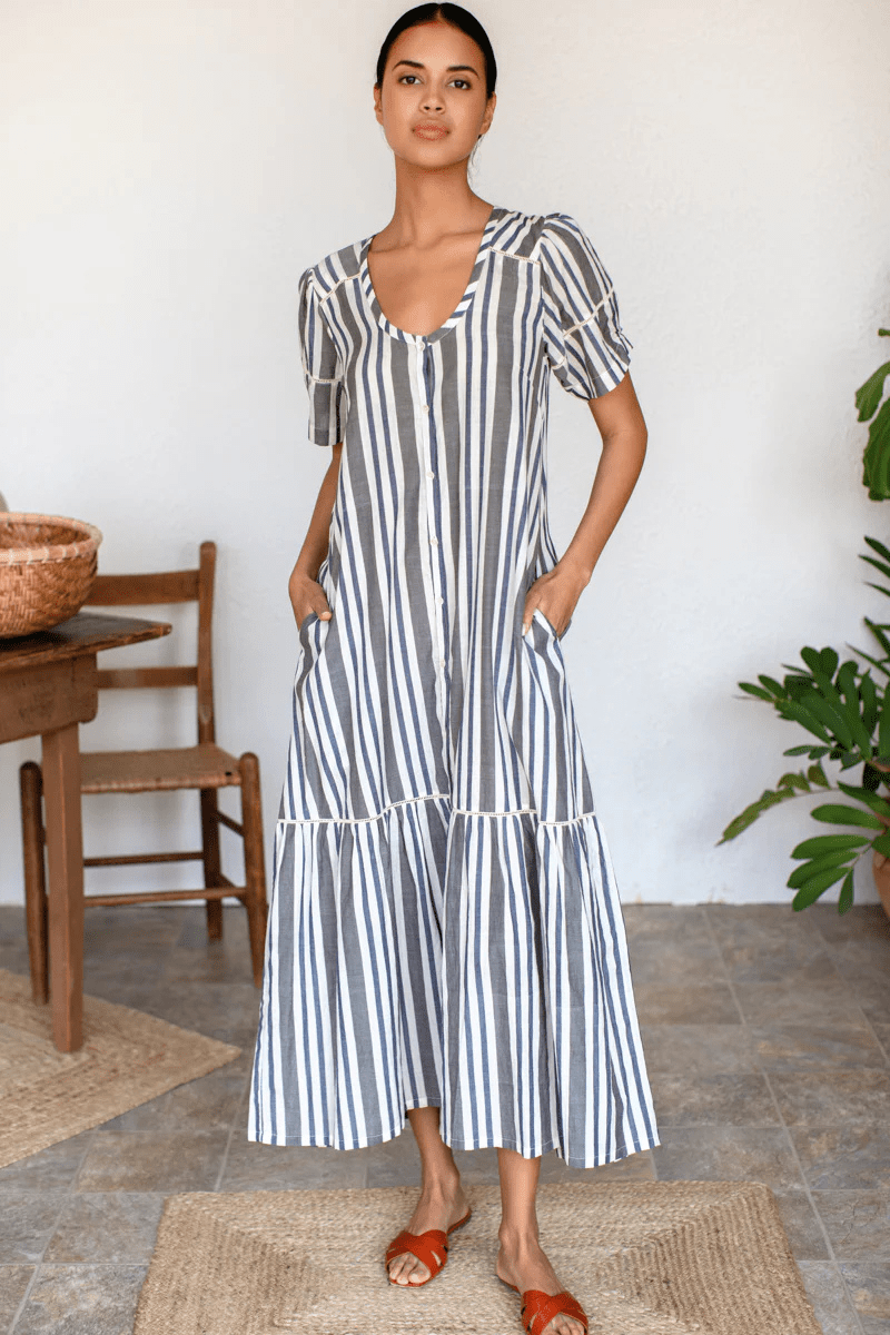 emerson fry dresses Lantern Dress in Handloom Stripes | Dresses | Emerson Fry