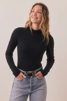 Lexi Rib Longsleeve in Black - Marine Layer - Archery Close