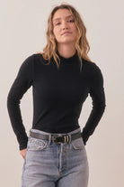 Lexi Rib Longsleeve in Black - Marine Layer - Archery Close