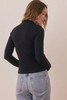 Lexi Rib Longsleeve in Black - Marine Layer - Archery Close