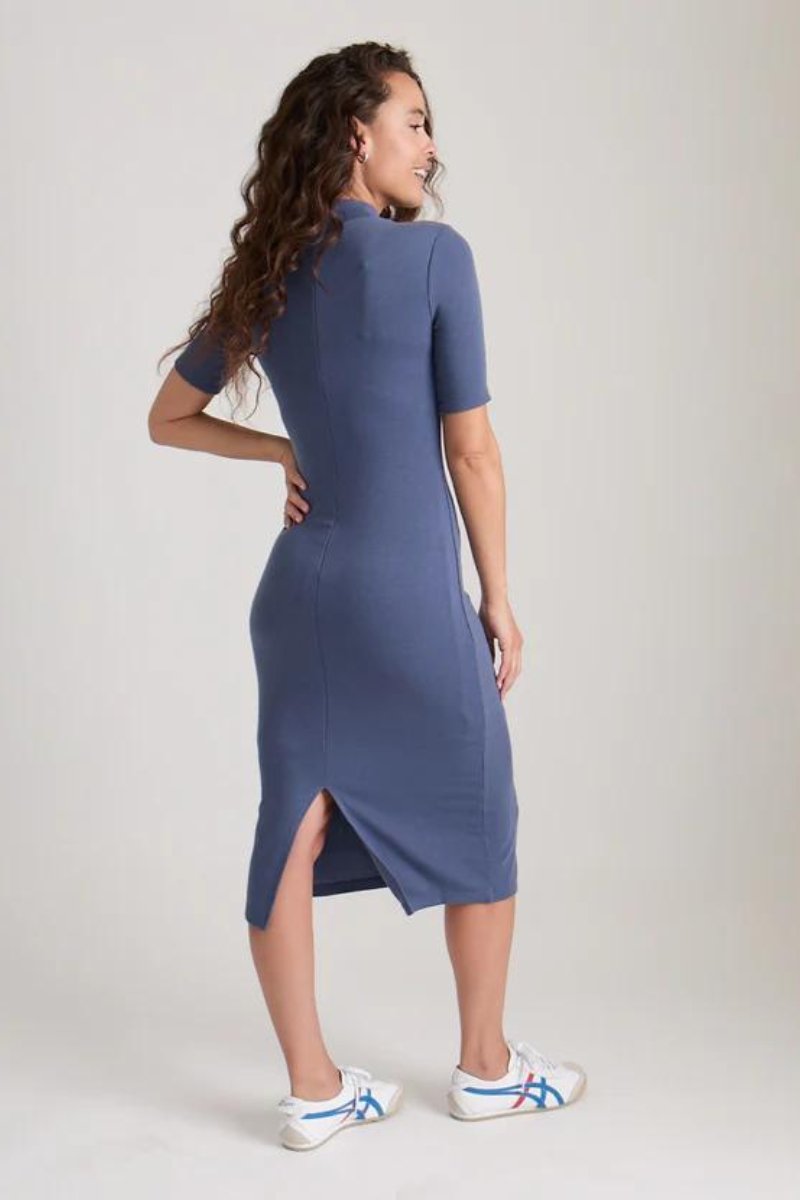 Lexi Rib Mock Neck Midi Dress - Marine Layer - Archery Close