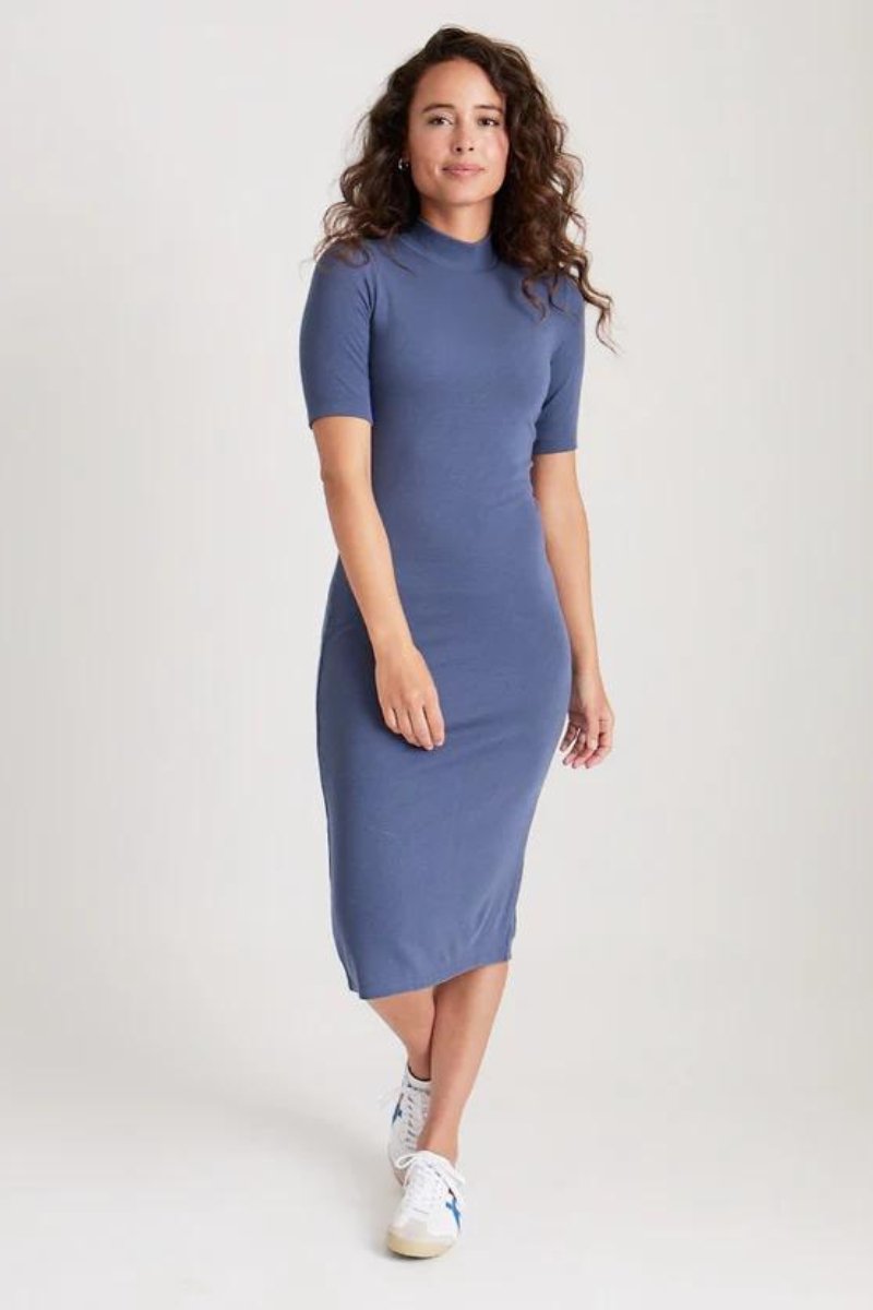 Lexi Rib Mock Neck Midi Dress - Marine Layer - Archery Close