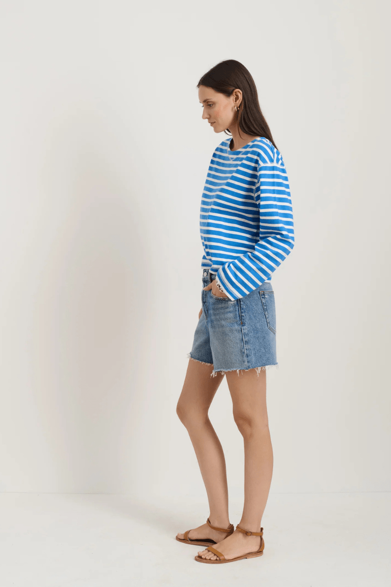Marseille Striped Boatneck Tee In Cotton - Alex Mill - Archery Close