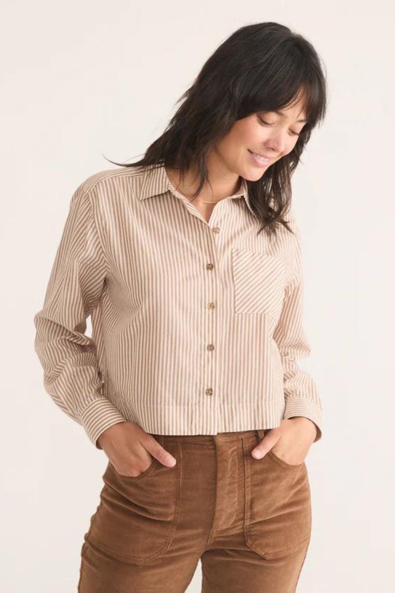 Mila Straight Hem Button Down - Marine Layer - Archery Close