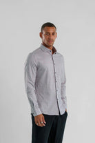 NOVA - Navy Wireframe Long Sleeve Shirt - Stone Rose - Archery Close