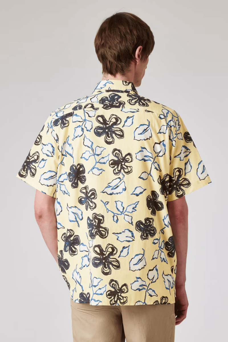 Pale Yellow Yukka Print Short Sleeve Shirt - Paul Smith - Archery Close