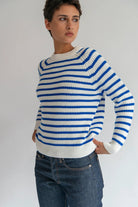 Phoebe Sweater in Off White/Blue - DemyLee - Archery Close