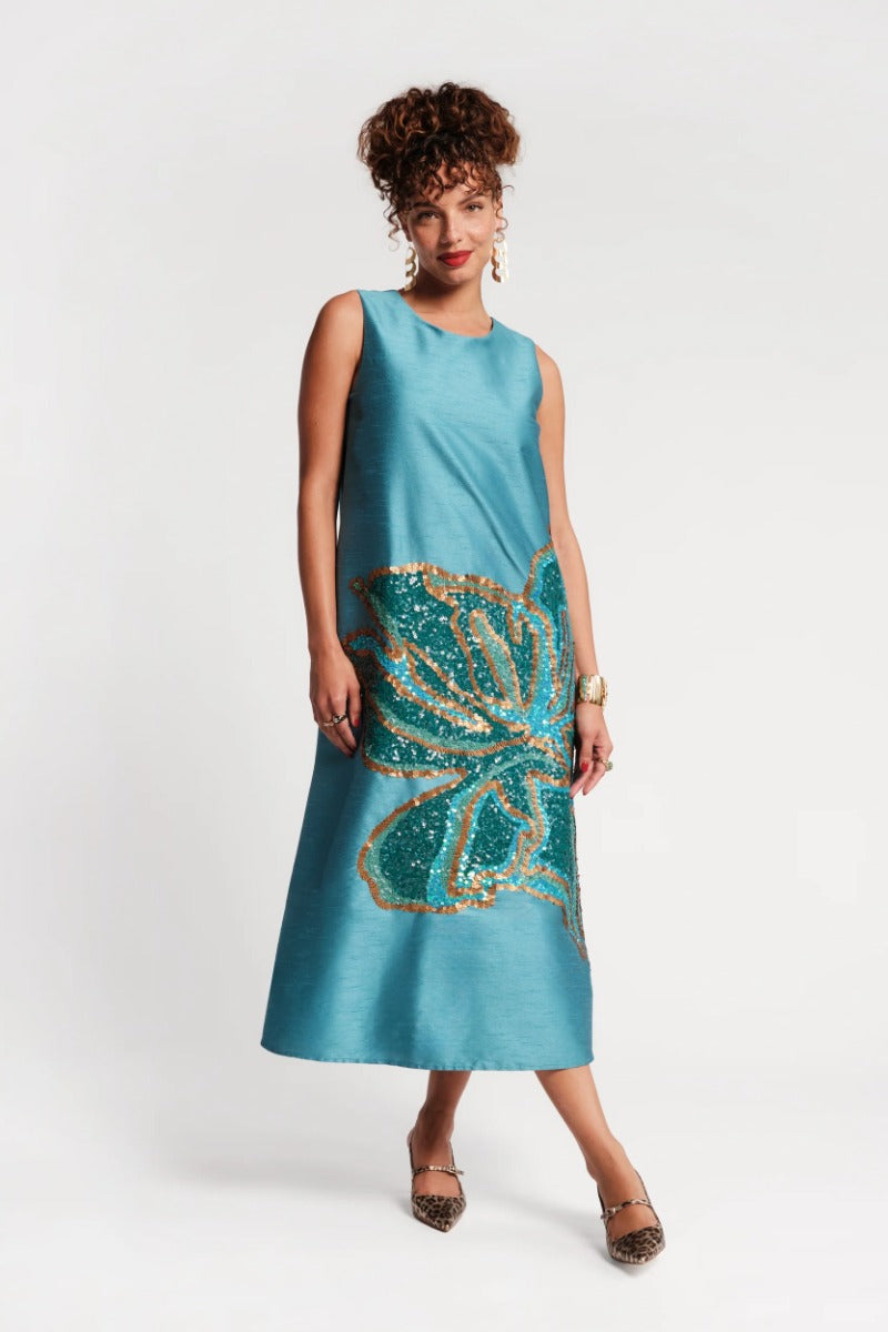 Frances Valentine Alice Midi Dress  - Teal
