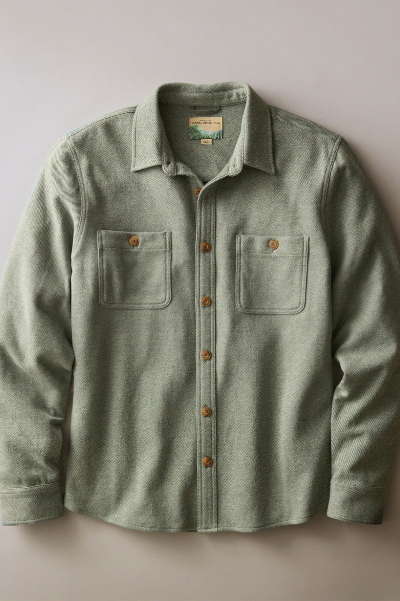 Marine Layer Pacifica Stretch Twill Overshirt - Olive