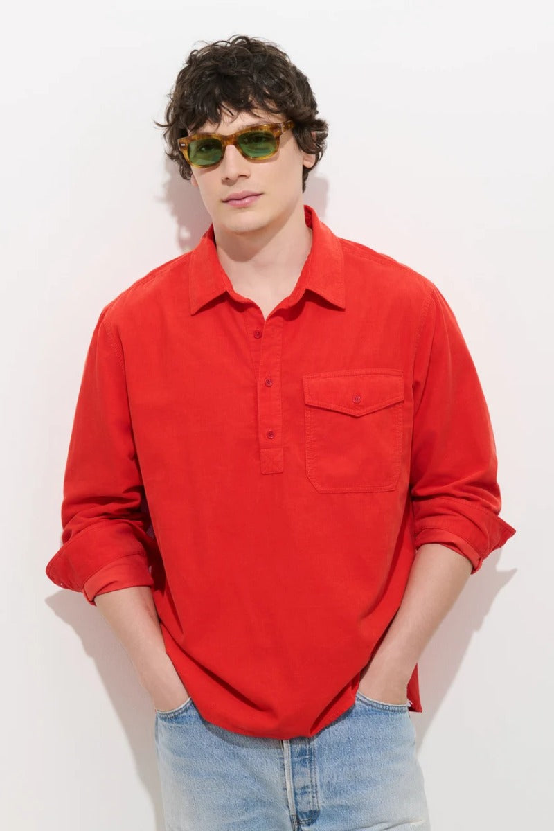Alex Mill Carter Popover Shirt In Fine Wale Corduroy  - Bright Ember