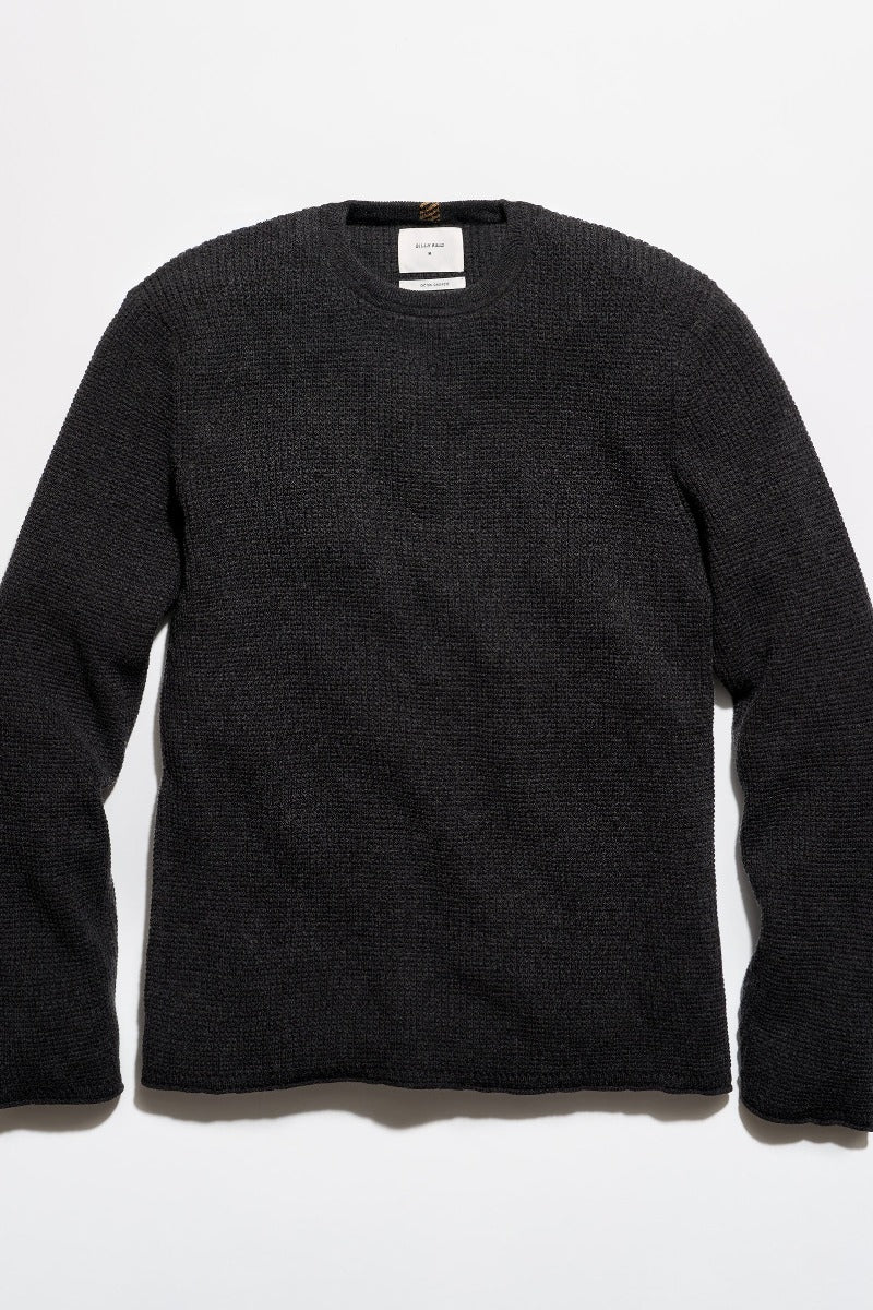 Billy Reid Martin Mini Waffle Crew - Charcoal Heather